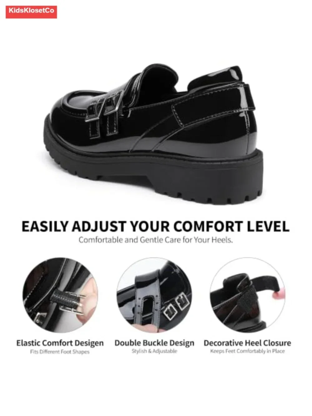 Girls Chunky Platform Loafers Round Toe School Uniform Slip On Dress Shoes